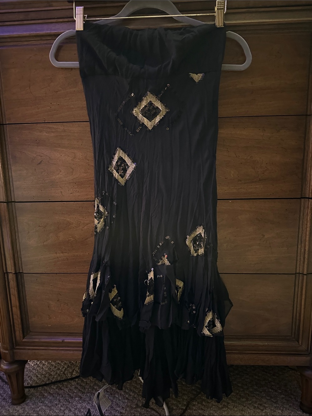 Black dress Embellished with Gold Accents and black sequins